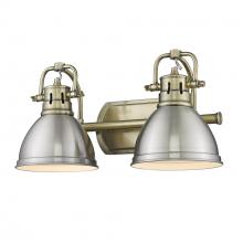  3602-BA2 AB-PW - Duncan 2 Light Bath Vanity inÂ Aged BrassÂ with Pewter Shades